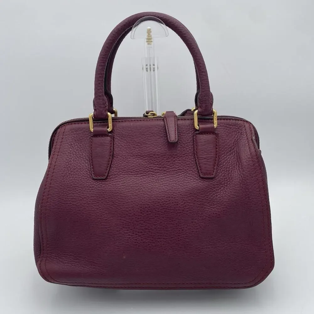 MCM Leather Satchel Burgundy Handbag Vintage Crossbody Tote Travel Purse Germany